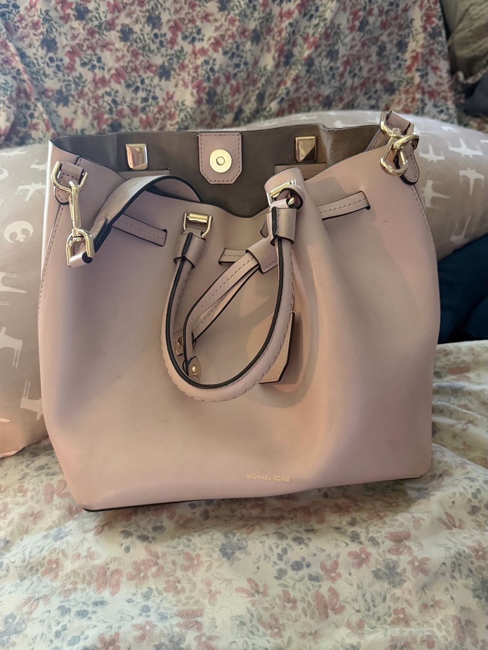Michael Kors Blush Pink Leather Tote with Gold Hardware